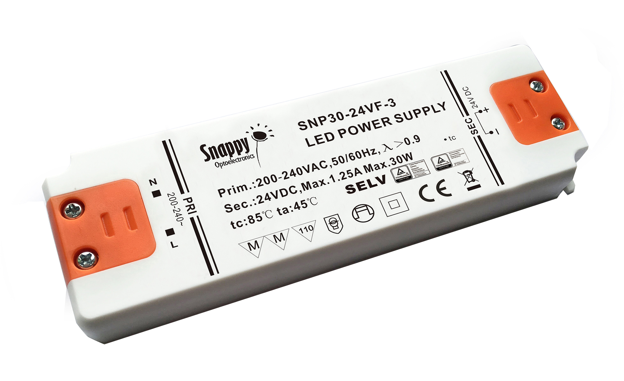SNP30-24VF-3  30W 150mm x 45mm x 17mm Constant Voltage Non-Dimmable LED Driver 24VDC 1.25A IP20